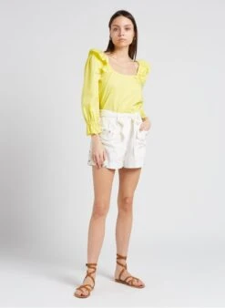 LILIAN - Short Van Geborduurd Katoen Met Hoge Taille | Beige -MORGAN Verkoop 4151960