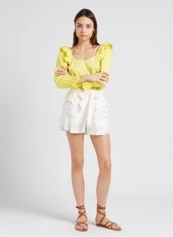 LILIAN - Short Van Geborduurd Katoen Met Hoge Taille | Beige -MORGAN Verkoop 4151965