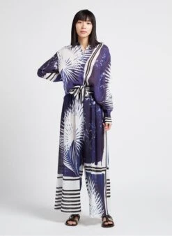 Mes Demoiselles CLEON - Oversized, Linnen Overhemd Met Print | Blauw -MORGAN Verkoop 4156590