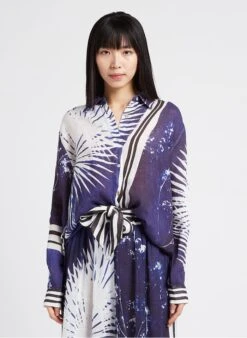 Mes Demoiselles CLEON - Oversized, Linnen Overhemd Met Print | Blauw