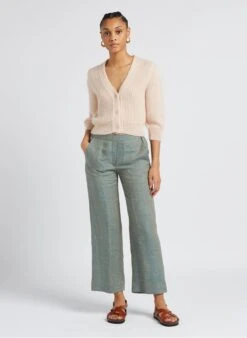 PANTERO - Wijde, Linnen Broek | Groen -MORGAN Verkoop 4157084