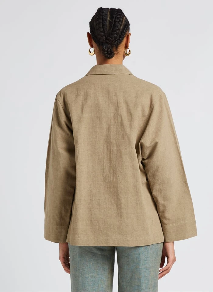 Overhemd Van Linnen En Katoen Met Reverskraag | Beige 8 Overhemd Van Linnen En Katoen Met Reverskraag | Beige - Afbeelding 6