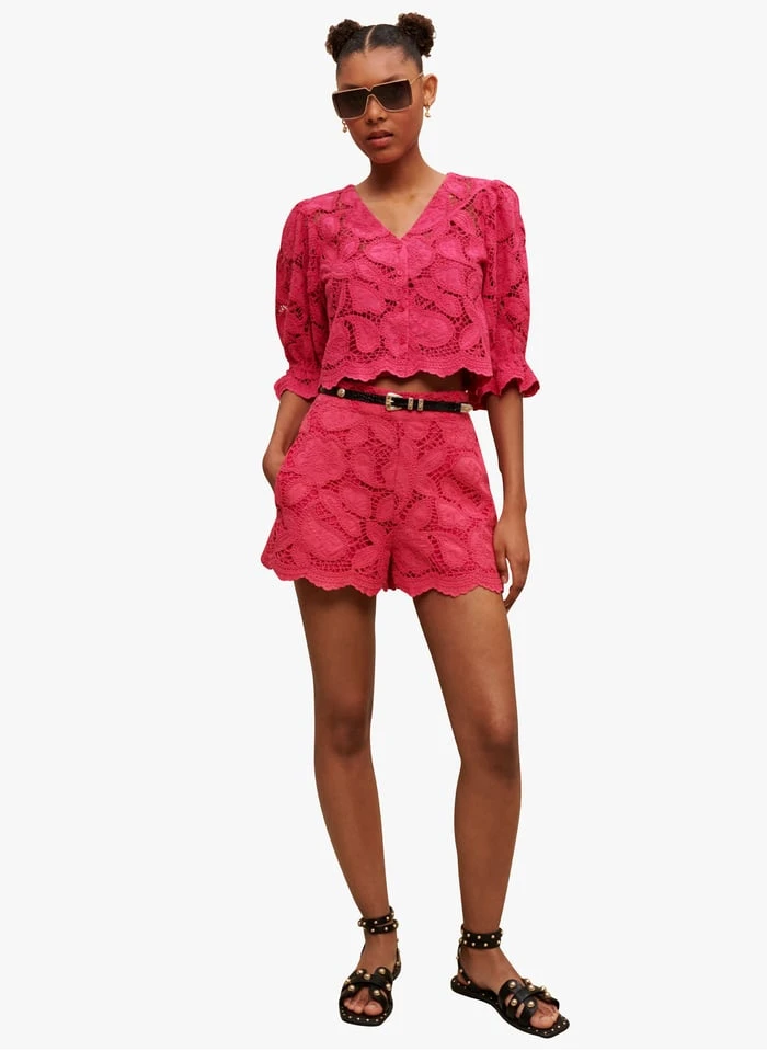 Maje IANNICK - Katoenen Short Met Borduursel | Roze 3 Maje IANNICK - Katoenen Short Met Borduursel | Roze