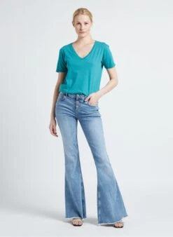 BERENICE ENOYA - Katoenen T-shirt Met V-hals | Blauw -MORGAN Verkoop 4161019