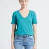 BERENICE ENOYA - Katoenen T-shirt Met V-hals | Blauw 2 BERENICE ENOYA - Katoenen T-shirt Met V-hals | Blauw -MORGAN Verkoop 4161021