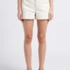 Bonton Katoenen Short Met Hoge Taille | Beige -MORGAN Verkoop 4162061