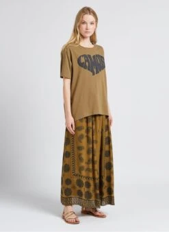 STORM - Katoenen T-shirt Met Ronde Hals En Zeefdruk | Kaki -MORGAN Verkoop 4164289