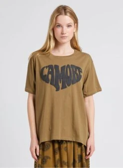 STORM - Katoenen T-shirt Met Ronde Hals En Zeefdruk | Kaki