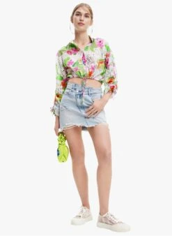 Desigual Korte, Katoenen Blouse Met Klassieke Kraag | Wit -MORGAN Verkoop 4166319