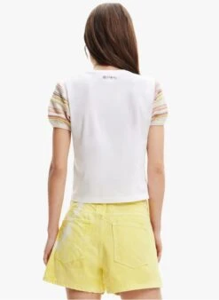 Desigual Kort, Katoenen T-shirt Met Ronde Hals | Zilver -MORGAN Verkoop 4166341