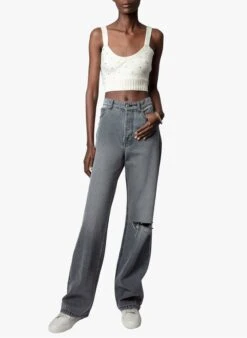 Zadig & Voltaire BETTINA - Korte Top Van Tricot | Wit -MORGAN Verkoop 4175232