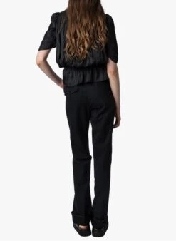 Zadig & Voltaire TYOKO - Getailleerde Top Met V-hals En Satijnglans | Zwart -MORGAN Verkoop 4175460