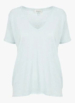 BERENICE Straight-fit, Linnen T-shirt Met V-hals | Blauw