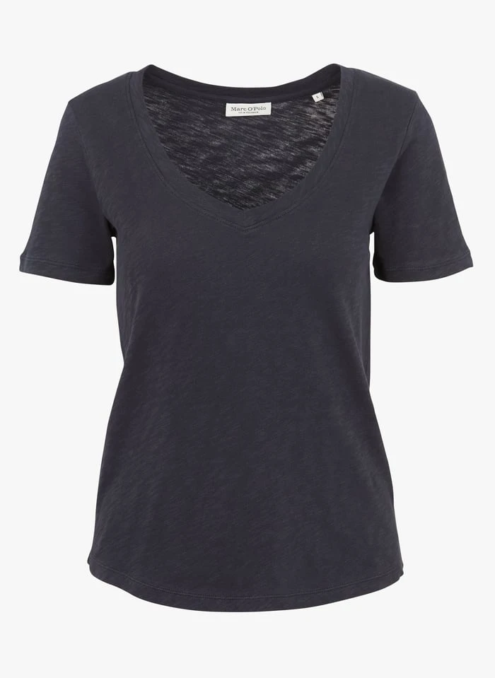 Marc O'Polo Katoenen T-shirt Met V-hals | Blauw 5 Marc O'Polo Katoenen T-shirt Met V-hals | Blauw - Afbeelding 3