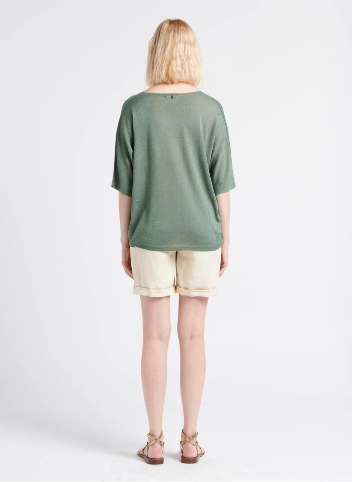 MAISON 123 SOANNE - Recht, Linnen Short | Beige 7 MAISON 123 SOANNE - Recht, Linnen Short | Beige - Afbeelding 5