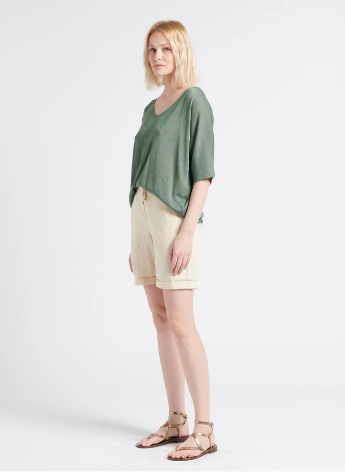 MAISON 123 SOANNE - Recht, Linnen Short | Beige 6 MAISON 123 SOANNE - Recht, Linnen Short | Beige - Afbeelding 4