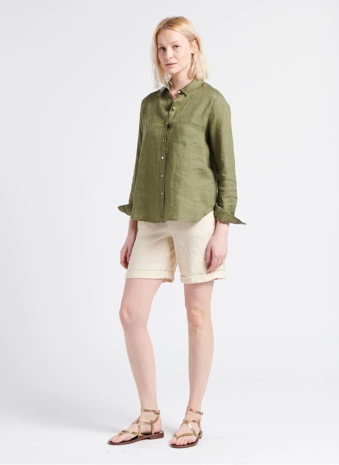 MAISON 123 SOANNE - Recht, Linnen Short | Beige 8 MAISON 123 SOANNE - Recht, Linnen Short | Beige - Afbeelding 6