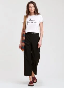 Rechte Broek Katoenblend | Zwart -MORGAN Verkoop 4184059