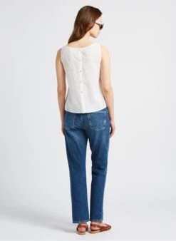 KILIAN - Katoenen Top Met Ronde Hals En Borduursel | Wit -MORGAN Verkoop 4184681