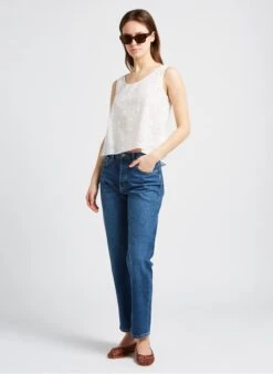 KILIAN - Katoenen Top Met Ronde Hals En Borduursel | Wit -MORGAN Verkoop 4184682