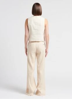 PARADOXAL - Wijde, Gestreepte Broek | Beige -MORGAN Verkoop 4186031