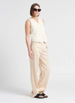 PARADOXAL - Wijde, Gestreepte Broek | Beige -MORGAN Verkoop 4186032