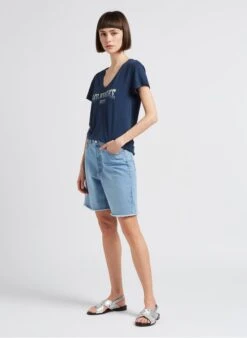 Ikks Short Van Katoenen Spijkerstof Met Hoge Taille | Blauw -MORGAN Verkoop 4189540