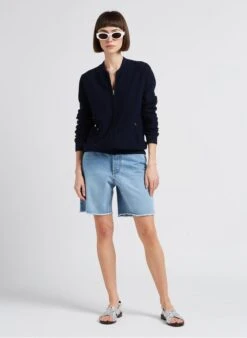 Ikks Short Van Katoenen Spijkerstof Met Hoge Taille | Blauw -MORGAN Verkoop 4189552