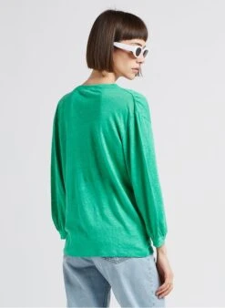 MAISON 123 CIRSEE - Linnen T-shirt Met Tuniekhals | Groen 9 MAISON 123 CIRSEE - Linnen T-shirt Met Tuniekhals | Groen -MORGAN Verkoop 4189740