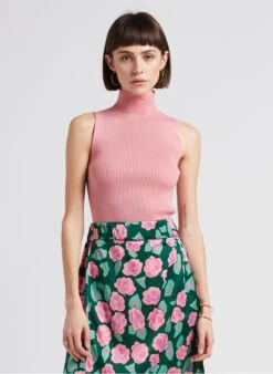 AYLA - Mouwloze Top Met Opstaande Kraag | Roze