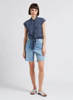 Ikks Short Van Katoenen Spijkerstof Met Hoge Taille | Blauw -MORGAN Verkoop 4189891