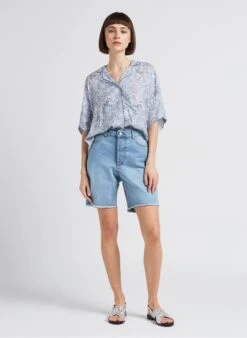 Ikks Short Van Katoenen Spijkerstof Met Hoge Taille | Blauw -MORGAN Verkoop 4189898