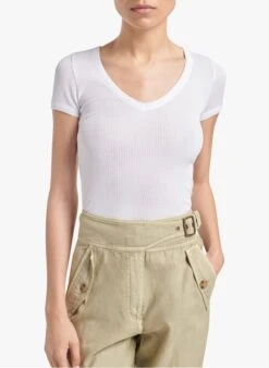 Vanessa Bruno LOULOU - Katoenen T-shirt Met V-hals | Wit