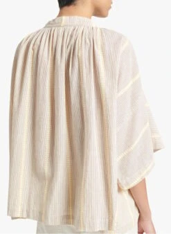 Vanessa Bruno TYLIAM - Gestreepte Blouse Met Opstaande Kraag Viscose/katoenblend | Wit -MORGAN Verkoop 4208622