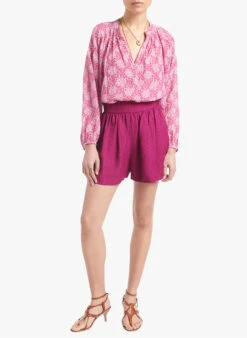 Vanessa Bruno ALECK - Korte Rok Met Plooien Viscose/linnenblend | Roze