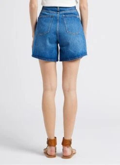 ISYS - Katoenen Spijkershort Met Hoge Taille | Jeans Verschoten -MORGAN Verkoop 4209389