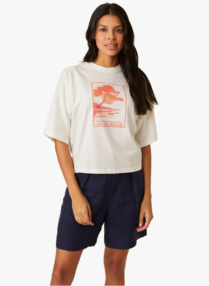 IGORA - Katoenen T-shirt Met Ronde Hals En Print | Beige