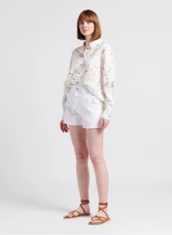 Marc O'Polo Spijkershort Van Biokatoen Met Ongezoomde Randen | Wit -MORGAN Verkoop 4217316