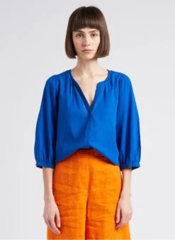 MAISON 123 TITUAN - Katoenen Top Met V-hals | Blauw 11 MAISON 123 TITUAN - Katoenen Top Met V-hals | Blauw -MORGAN Verkoop 4217386