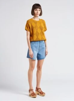 ISYS - Katoenen Spijkershort | Jeans Stone -MORGAN Verkoop 4217390