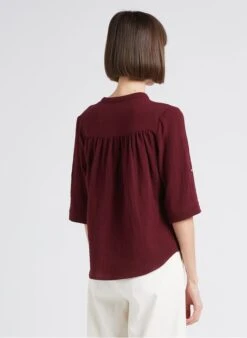 Sessun ACHILLEA - Katoenen Blouse Met Ronde Hals | Rood -MORGAN Verkoop 4217421