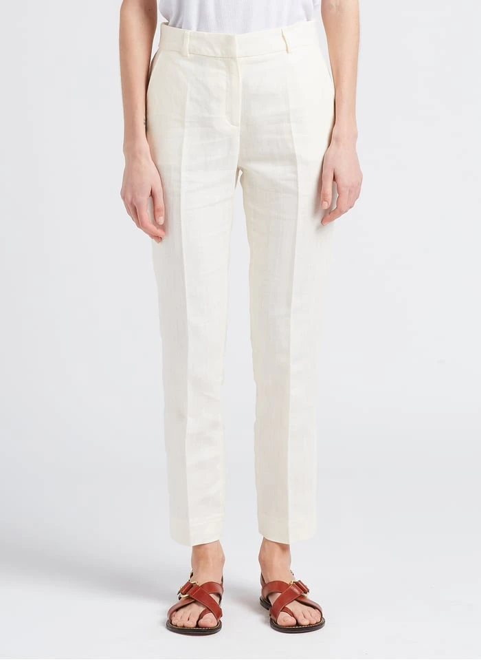 MAISON 123 FELIX - Geklede Chino Broek Van Linnenmix | Wit 3 MAISON 123 FELIX - Geklede Chino Broek Van Linnenmix | Wit