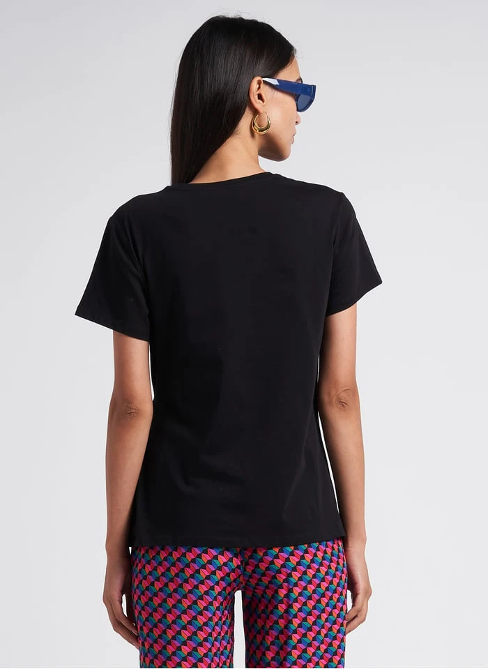 MAISON 123 CLARA - Katoenen T-shirt Met Ronde Hals | Zwart 4 MAISON 123 CLARA - Katoenen T-shirt Met Ronde Hals | Zwart - Afbeelding 2