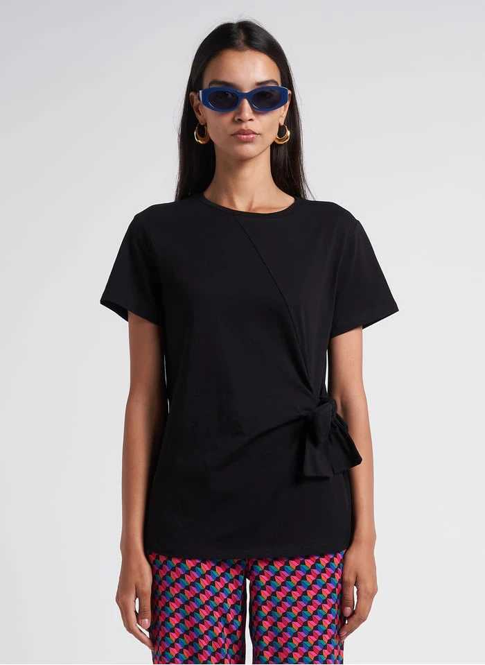 MAISON 123 CLARA - Katoenen T-shirt Met Ronde Hals | Zwart