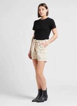 LE TEMPS DES CERISES KALLISTE - Short Van Katoenmix Met Cargozakken | Beige -MORGAN Verkoop 4230020