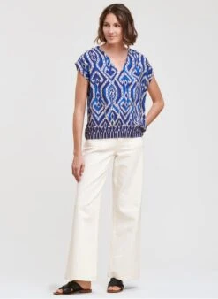 Ruimvallende Top Met V-hals | Blauw -MORGAN Verkoop 4232284