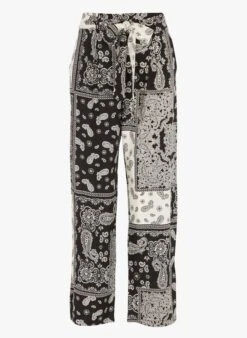 PALITO - Soepelvallende, Rechte Broek Met Paisleymotief | Zwart -MORGAN Verkoop 4232483