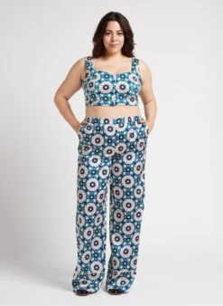 PERSONA RICCI - Wijde, Soepelvallende Broek Met Print | Blauw -MORGAN Verkoop 4236171