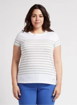 Armor-Lux ETEL - Gestreept, Katoenen T-shirt Met Ronde Hals | Wit -MORGAN Verkoop 4236247