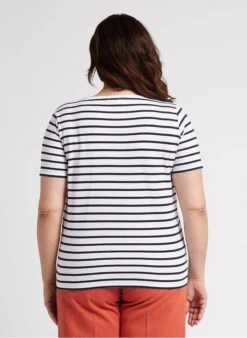 Armor-Lux Gestreept T-shirt Van Licht Katoen Met Boothals | Wit -MORGAN Verkoop 4236323